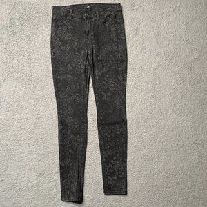 7 For All Mankind Womens Jeans Size 27 Gwenevere Black Floral Jacquard Skinny